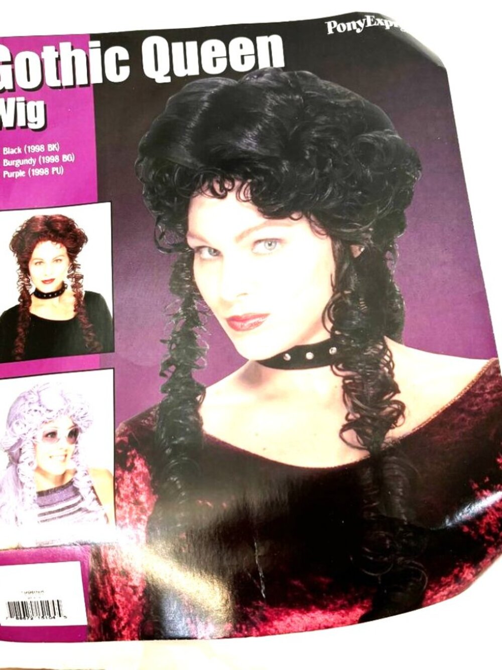 Pony Express Gothic Victorian Long Black Wig NOS NWT